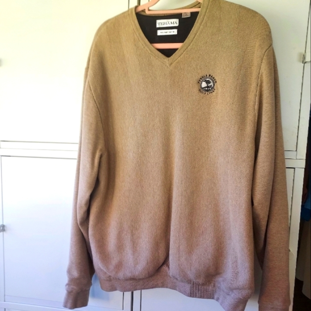 XL TEHAMA V-Neck pullover fully lined Golf with Pebble Beach Golf Course logo